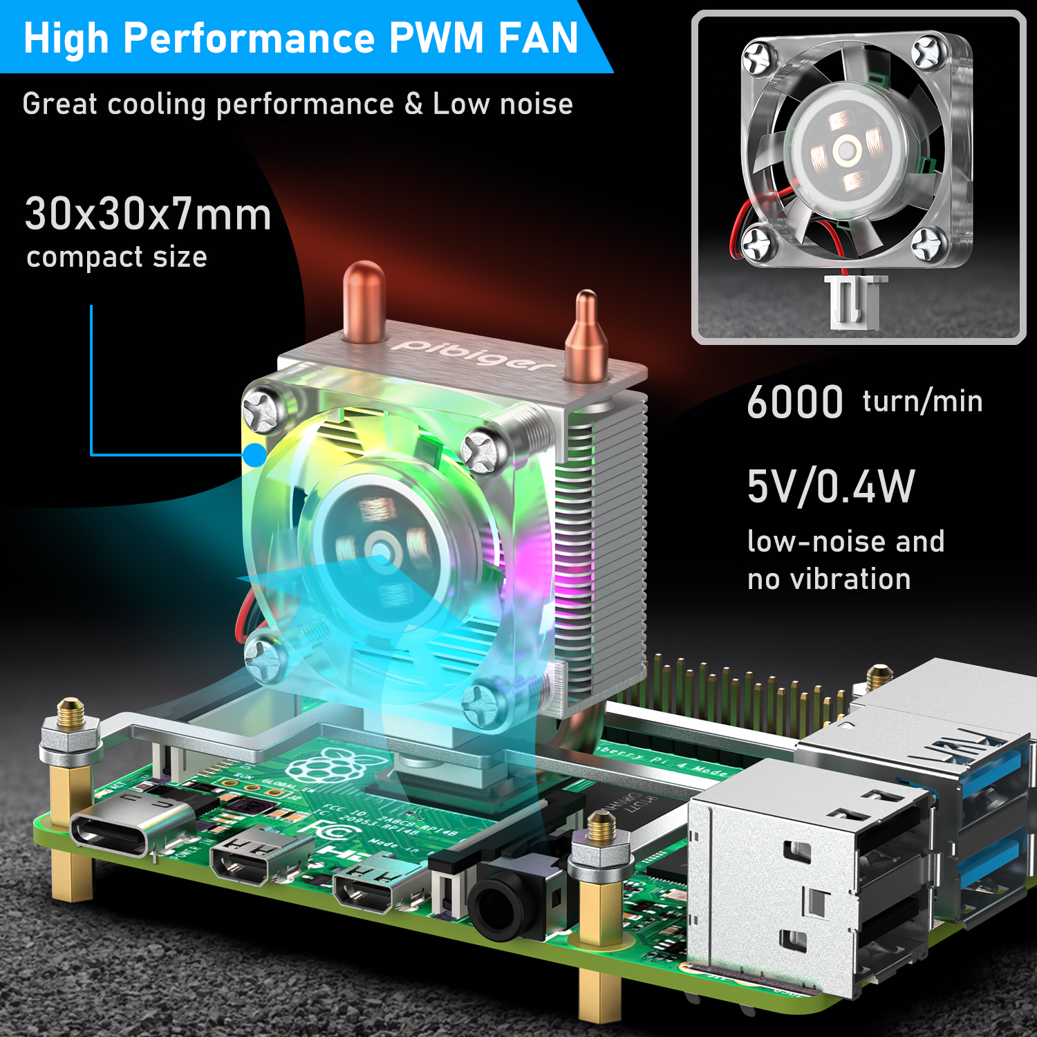 Ice Tower Heatsink Cooling Fan for Raspberry Pi 4/3B/3B+ - Image 3