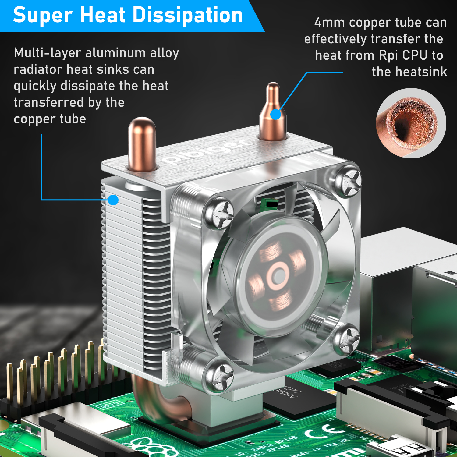 Ice Tower Heatsink Cooling Fan for Raspberry Pi 4/3B/3B+ - Image 4